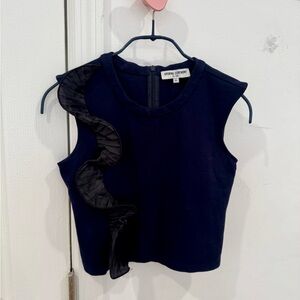 Opening Ceremony Dark Blue Top with Ruffle Detail